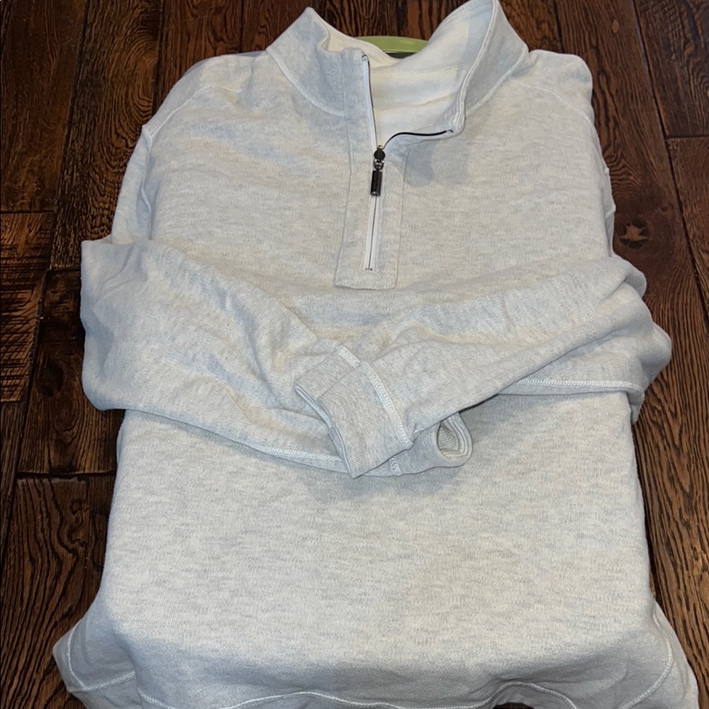Tommy Bahama Men's REVERSIBLE Light Gray / cream Half-Zip Sweater